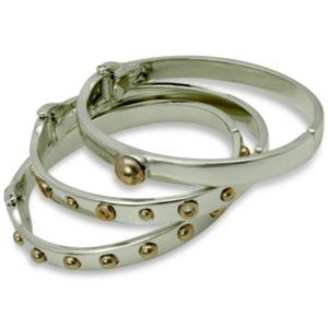 Guess Two-Tone 3-Pc. Set Studded Bangle Bracelets